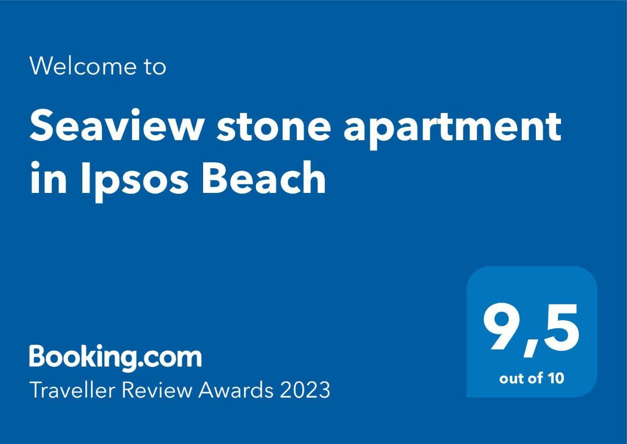 Seaview Stone Apartment In Ipsos Beach Kültér fotó